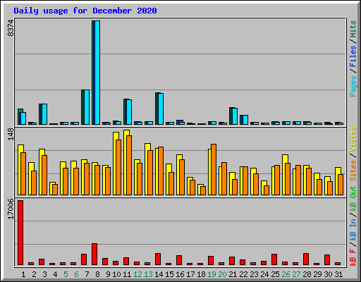 Daily usage for December 2020